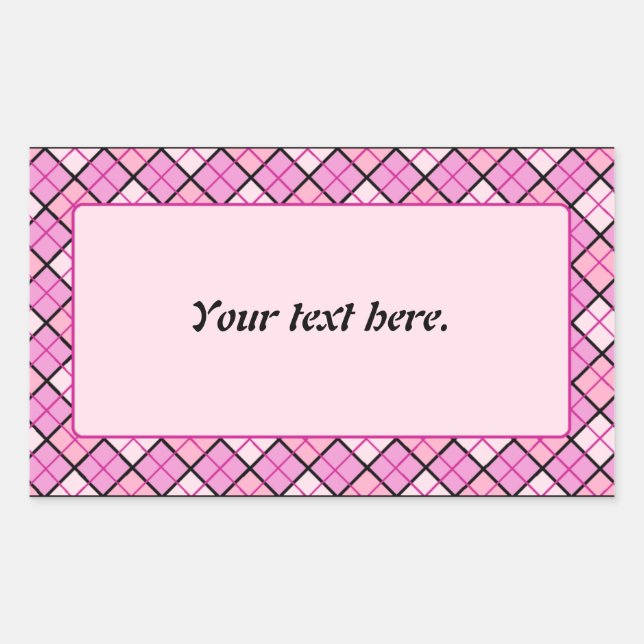 Pink Plaid Rectangular Sticker (Front)