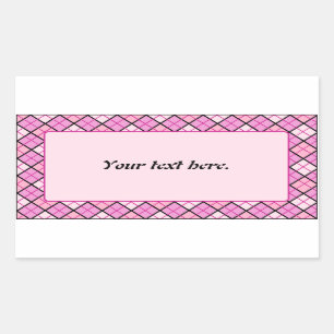 Pink Plaid Rectangular Sticker