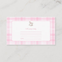 Pink Plaid Rocking Horse Note for Baby