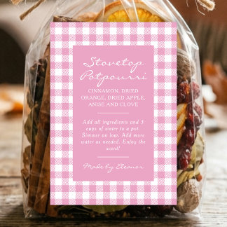 Pink Plaid Simmer Pot Kit Label