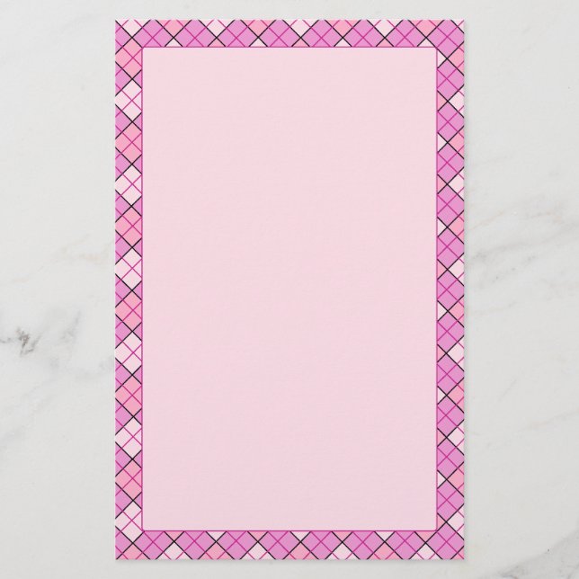 Pink Plaid Stationery (Front)