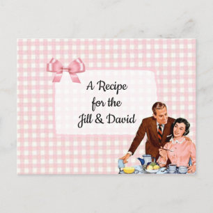 Pink Plaid Tablecloth Wedding Recipe Card