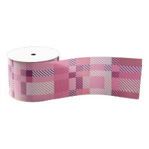 Pink Plaid Tartan 3" Wide Grosgrain Ribbon