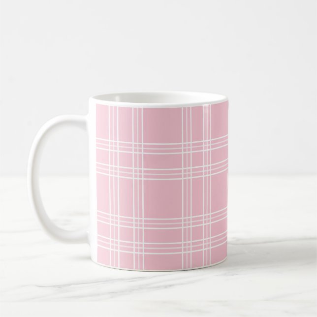 Pink Plaid Tartan Coffee Mug (Left)