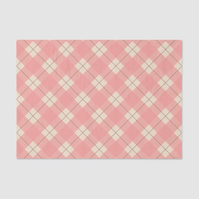 Pink Plaid Tissue Paper (Front)
