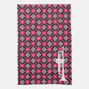 Pink Plaid Trumpet Tea Towel
