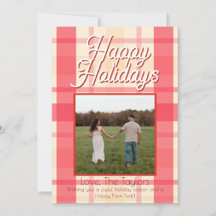 Pink Plaid Vintage Holiday Card