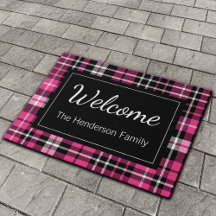 Pink Plaid Welcome Monogrammed Family Name