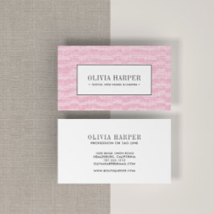 Pink Plain Elegant Linen Look Professional Business Card
