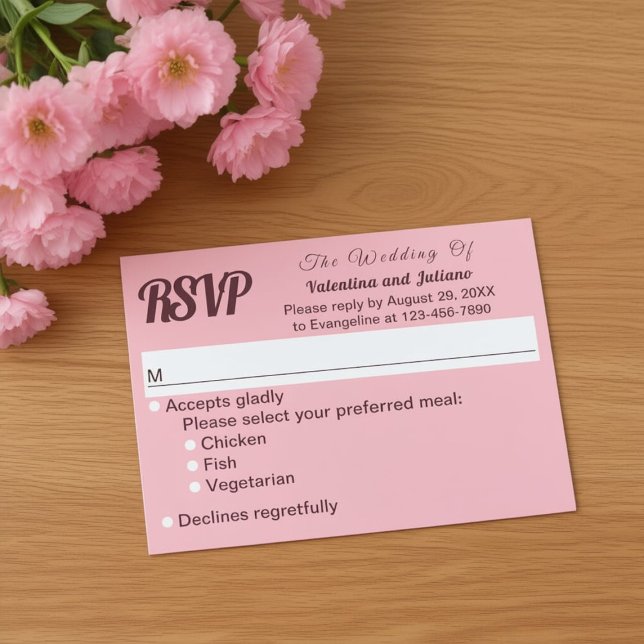 Pink Plain Text Wedding RSVP (Creator Uploaded)