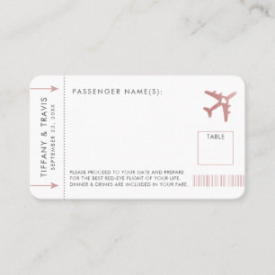 Pink Plane Ticket Boarding Pass Place Escort Card