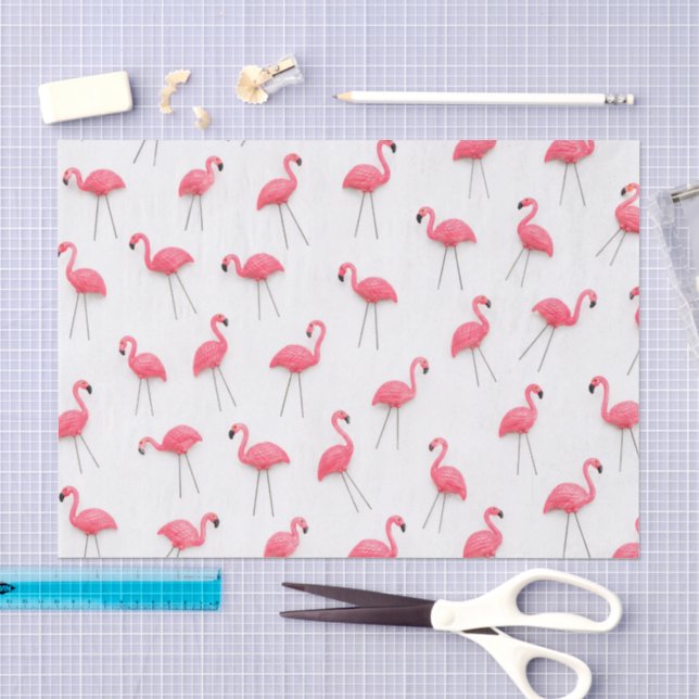 Pink Plastic Lawn Flamingos Tissue Paper (Craft)