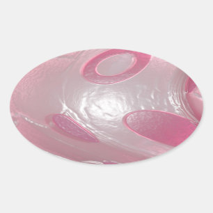pink plastic oval sticker