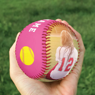 Pink Player Team Number Personalised Photo Softball