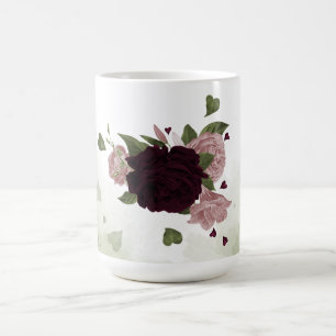 pink plum burgundy flowers greenery coffee mug