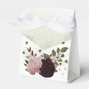pink plum burgundy flowers greenery wedding favour box