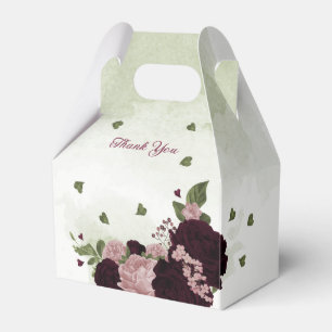 pink plum burgundy flowers greenery wedding  favour box