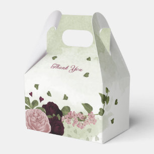 pink plum burgundy flowers greenery wedding favour box
