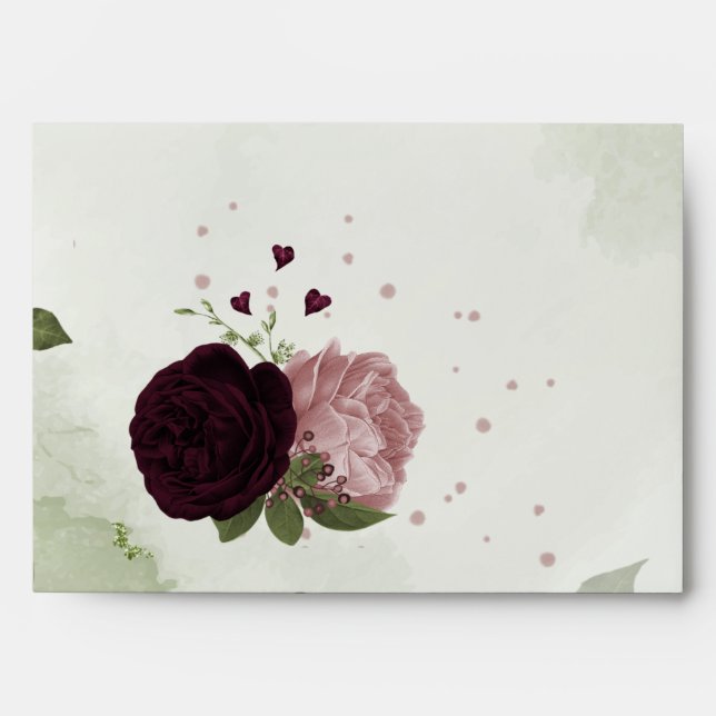 pink & plum flowers green envelope (Front)