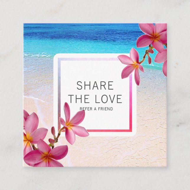 Pink Plumeria Beach Referral Client Card (Front)