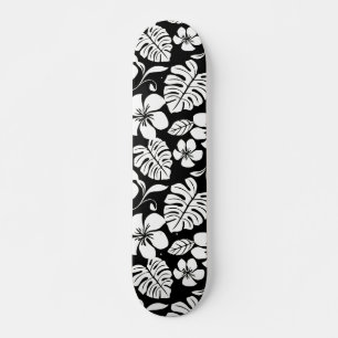 PINK PLUMERIA (BLACK) SKATEBOARD