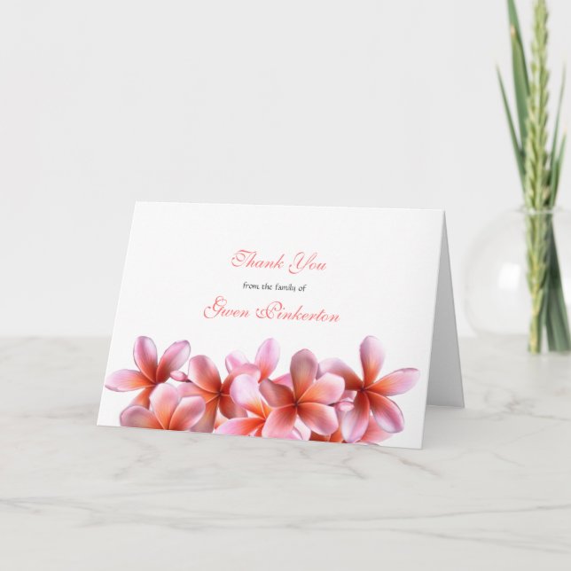 Pink Plumeria Floral Sympathy Thank You Template (Front)