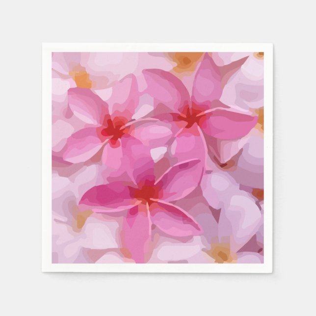 Pink Plumeria Flower Pattern Napkin (Front)