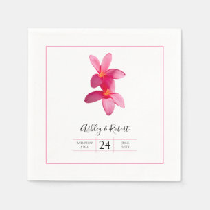Pink Plumeria Flowers, Modern Wedding Napkins