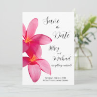 Pink Plumeria Flowers, Tropical, Floral Save Date