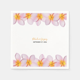 Pink Plumeria Frangipani Wedding Napkin