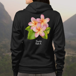 Pink Plumeria Frangipani, your Name, Floral Hoodie