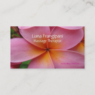 Pink Plumeria Massage Business Cards Template