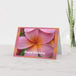 Pink Plumeria Tropical Flower Birthday Card
