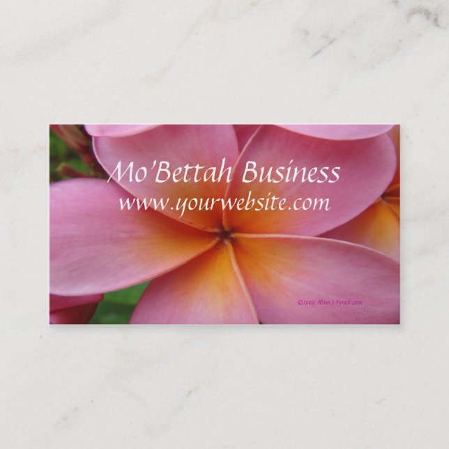 Pink Plumeria Tropical Flower Custom BusinessCards Business Card (Front)