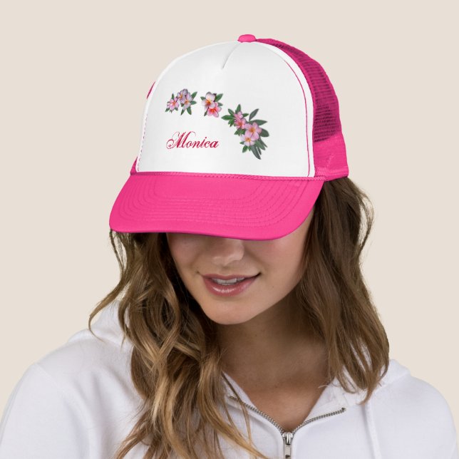 Pink Plumeria Trucker Hat (In Situ)
