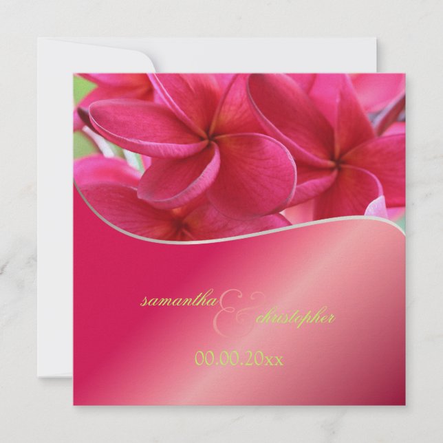 Pink Plumeria wedding Invitations (Front)