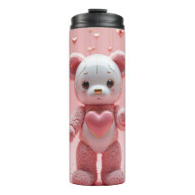 Pink Plush Robot Teddy Bear Tumbler