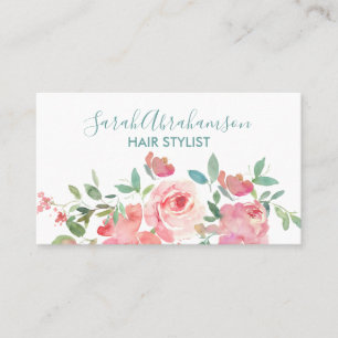 Pink Poenies Roses Business Card