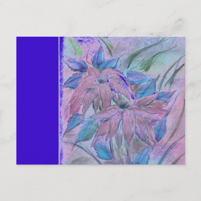 Pink Poinsetta horizontal postcard (Front)