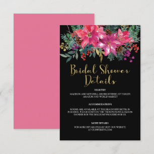 Pink Poinsettia Christmas Bridal Shower Enclosure Card