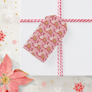 Pink Poinsettia Christmas Gift Tags