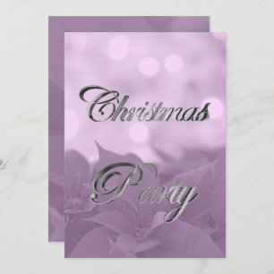 Pink Poinsettia Christmas Party Invitation Elegant