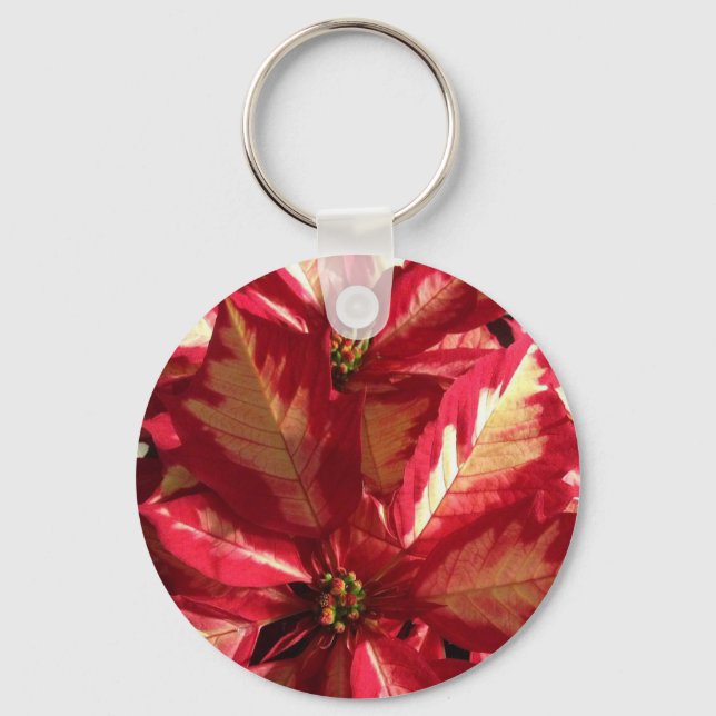 Pink Poinsettia Key Ring (Front)