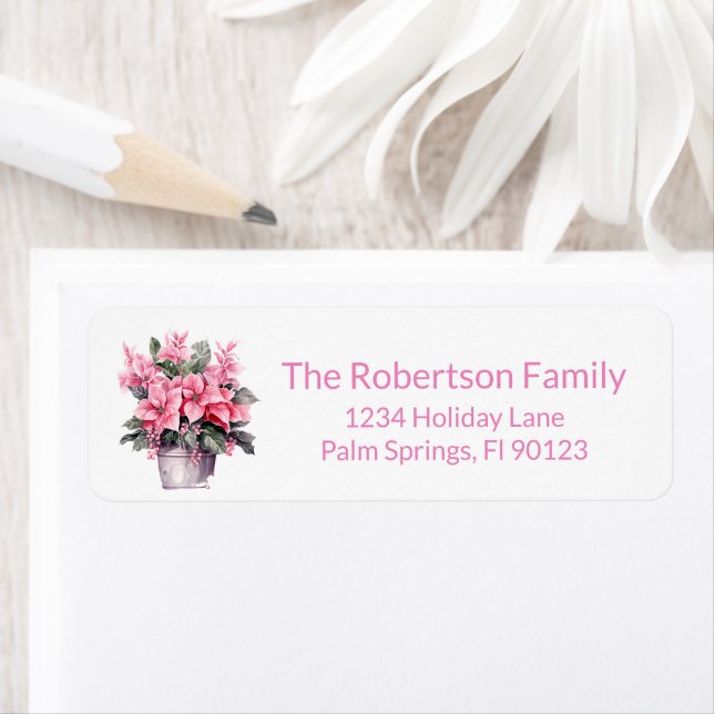 Pink Poinsettia Return Address (Insitu)
