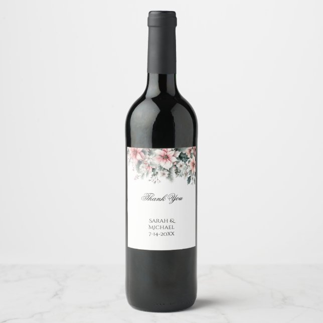 Pink Poinsettia Wine Label (Front)
