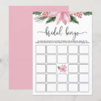 Pink Poinsettia Winter Bridal Shower Bingo Game