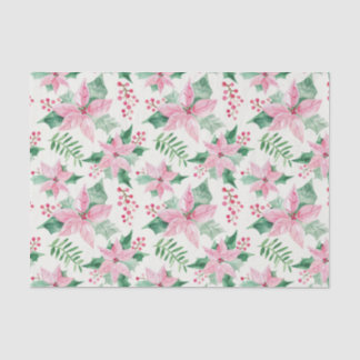 Pink Poinsettias Vintage Christmas Tissue Paper