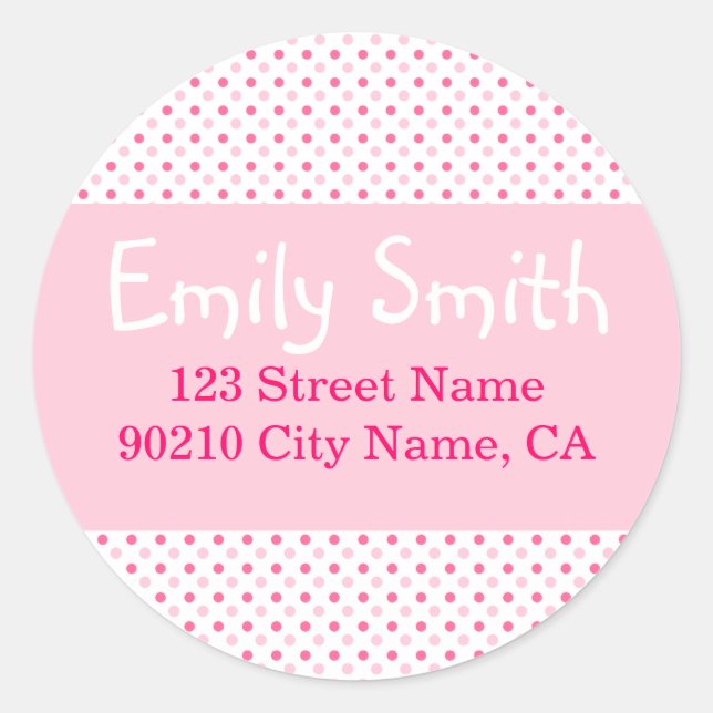 Pink Poka Dots Address Label (Front)