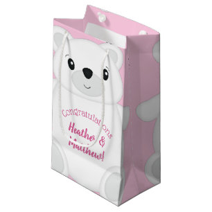 Pink Polar Bear Baby Shower Small Gift Bag