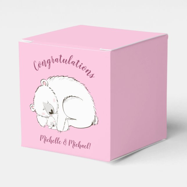 Pink Polar Bear Favour Box (Front Side)